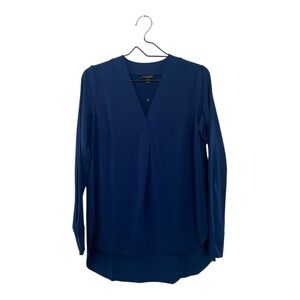 Universal Standard Blue Pansy Tunic Blouse High Low Hem Women’s Size 4XS 00/0